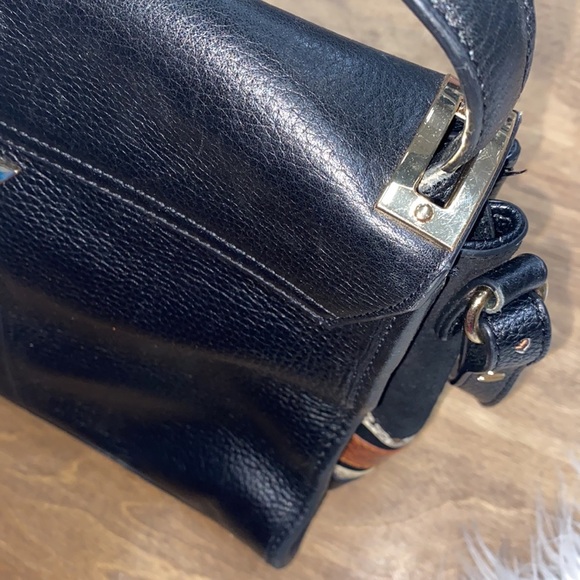 Sam Edelman Terri flap black leather snakeskin detail hand bag/purse - Picture 15 of 16